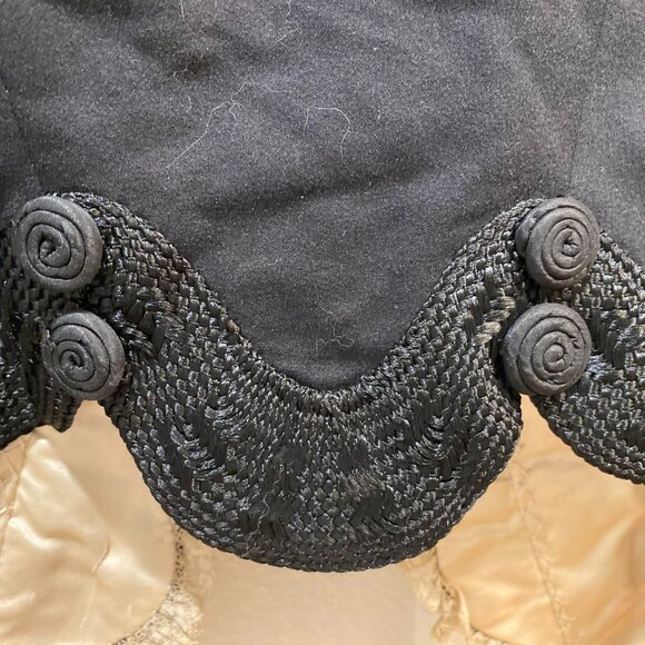 Victorian Black Wool White Lace Passementerie Short Jacket - Picture 5 of 6